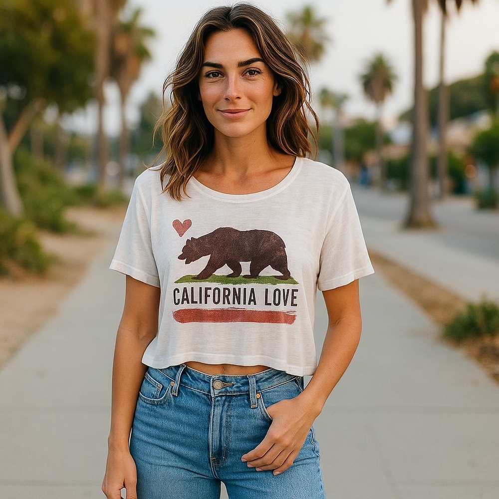 Billabong Cream Graphic Crop T-Shirt